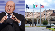 Guido Crosetto, ministro della Difesa. A destra la base Nato di Sigonella