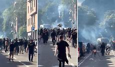 I fumogeni, la carica, le spranghe e le catene: il video degli scontri tra tifosi di Lecco e Catania