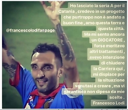 Lodi va alla Triestina e lancia "frecciatine": «Per il Catania ho lasciato la serie A, volevo chiudere la carriera qui»