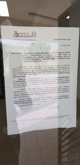 Conservatoria di Agrigento ancora off limit pure nella "Fase 2"