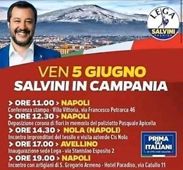 Salvini a Napoli ma sullo sfondo c'è l'Etna anziché il Vesuvio: clamorosa svista o fake?