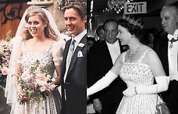 L' omaggio di Beatrice alla regina: l'abito da sposa è uscito dal guardaroba della nonna