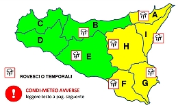 Meteo, temporali e raffiche di vento: parte della Sicilia è "gialla"