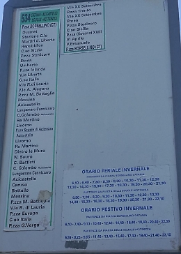 Aci Castello (Ct), corse AMT: orari errati sulla tabella esposta