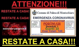 Coronavirus, il sindaco di Palma di Montechiaro, confeema la notizia di una persona deceduta e comunica altri 9 casi