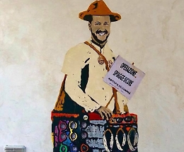 "Matteo il Vu Cumprà" compare a Giardini in murales di Tvboy