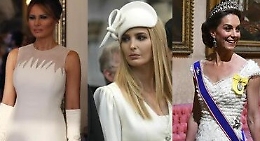 Londra, Melania, Ivanka e Kate: sfida di stile in bianco dinnanzi alla regina
