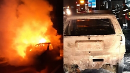 Auto avvolta dalle fiamme sulla Patern&ograve;-Catania: paura per il conducente