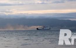 Traghetto in fiamme mentre attraversa lo Stretto tra Reggio e Messina
