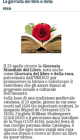 23 aprile: giornata del libro e della rosa