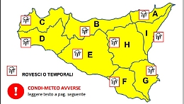 Meteo, pioggia e venti di burrasca: allerta gialla in Sicilia