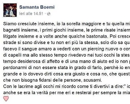 Il messaggio del sorella di Ilenia «Dovevo starti più vicina, perdonami»