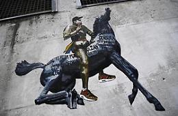 Dl Zan, murales con Fedez sul cavallo Rai davanti sede dell'azienda Tv