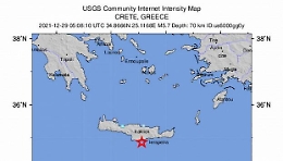 Terremoto a Creta, scossa magnitudo 5.5