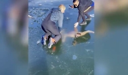 Resta intrappolato sotto un lago ghiacciato, salvo per miracolo