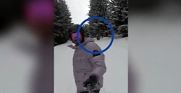 Alok inseguito da un orso mentre fa snowboard