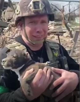 Ucraina, vigili del fuoco salvano un cane dalle macerie