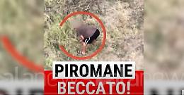Piromane ripreso da un drone mentre appicca il fuoco