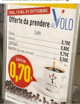 Caffè scontato per comunità Lgbtqia+ in bar a Modica. L'Arcigay: «Discriminatorio»