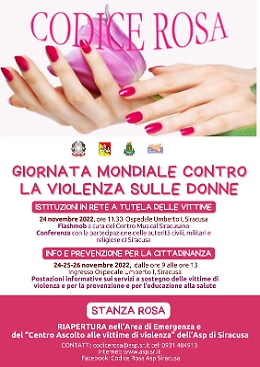 Siracusa, Giornata mondiale contro la violenza sulle donne: riaprono la “stanza rosa” e il “centro ascolto”
