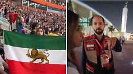 Mondiali Qatar, tifosa iraniana sventola la bandiera persiana proibita dal regime e viene fermata