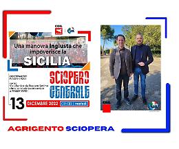 Uil e Cgil agrigentina in piazza a Palermo il 13 dicembre per lo sciopero generale
