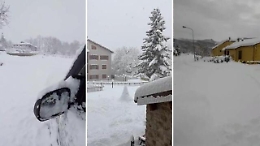 Situazione di allerta ad Amatrice, caduto oltre un metro di neve in tre ore: strade scomparse, abitanti bloccati in casa