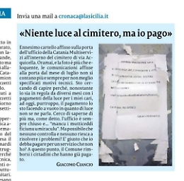 Cimitero di Catania: continua a mancare la luce insieme agli operatori della Multiservizi