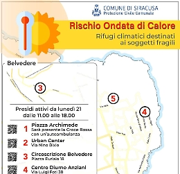 Sale la temperatura, il Comune di Siracusa attiva i rifugi climatici