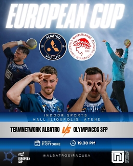 Pallamano: domani Albatro Siracusa in Grecia per il secondo turno dell'European Cup