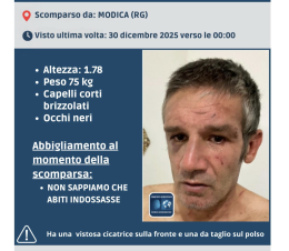 Modica, l'anno si chiude con la denuncia di una scomparsa: nessuna notizia del 50enne Roberto Di Rosa