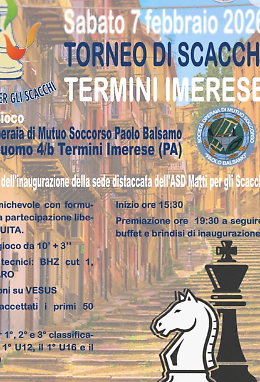 Scacchi in festa a Termini Imerese: inaugurazione della nuova sede, torneo rapid e gioco libero
