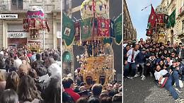 Sant'Agata,  il video della "sfida&rdquo; fra le candelore: ecco cosa ha scatenato la condanna di Renna