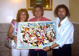 Sanremo, una tela di Gerlando Meli in dono a Fausto Leali