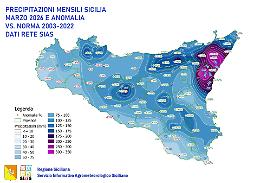 In Sicilia a marzo solo cinque giorni col sole: la mappa delle aree pi&ugrave; piovose e quelle pi&ugrave; secche