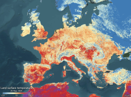 L'ondata di caldo fotografata da Sentinel-3: Italia e gran parte dell'Europa in rosso