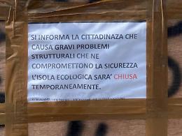L&rsquo;isola ecologica resta ancora chiusa dopo il ciclone.  &laquo;Riapertura prevista per mercoled&igrave;&raquo;