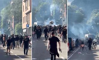 I fumogeni, la carica, le spranghe e le catene: il video degli scontri tra tifosi di Lecco e Catania