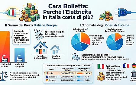 Energia, in Sicilia si paga il 56% in pi&ugrave; che in Spagna: il paradosso italiano che penalizza chi produce
