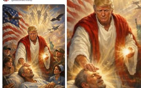 L'ultima provocazione di Trump: si paragona a Ges&ugrave; con un'immagine generata dall'algoritmo