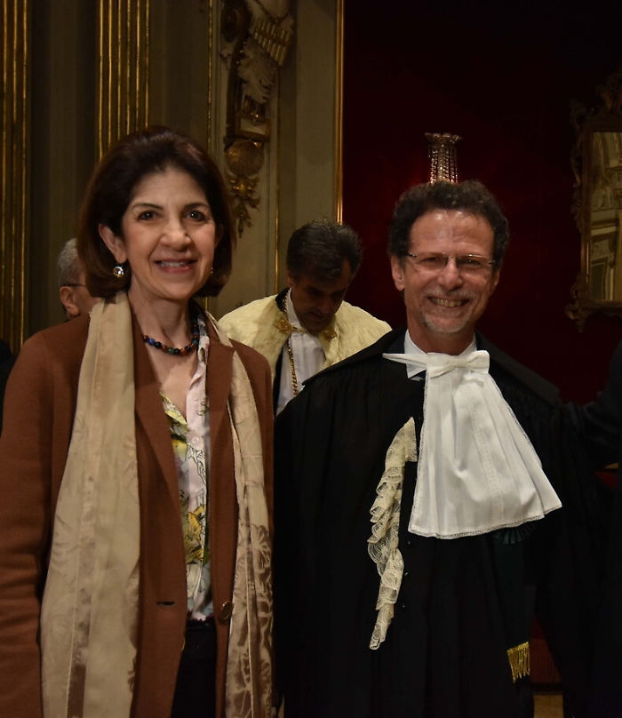 Il rettore Francesco Priolo con Fabiola Gianotti