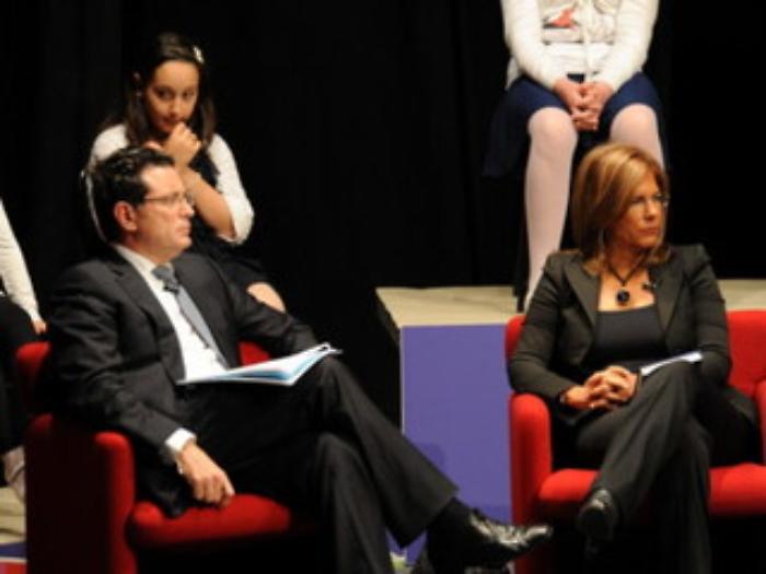 Antonello Montante ea Caltanissetta con l'ex presidente degli industriali italiani Emma Marcegaglia ad una iniziativa per la legalit&agrave; 