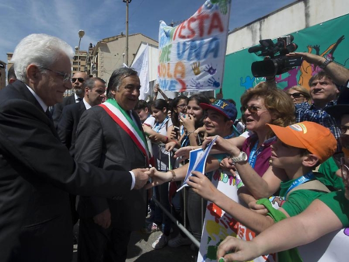 Il presidente della Repubblica Sergio Mattarella all'Ucciardone per la cerimonia commemorativa in occasione del 25/o anniversario delle stragi di Cap