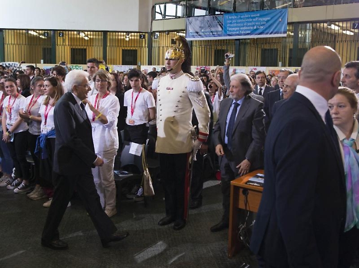 Il presidente della Repubblica Sergio Mattarella all'Ucciardone per la cerimonia commemorativa in occasione del 25/o anniversario delle stragi di Cap