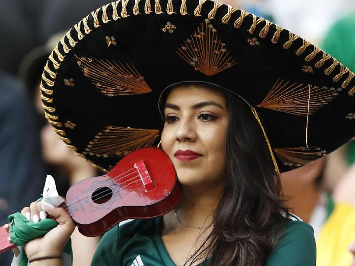 A fan of Mexico at the stands after her team's 0-2 lost against Brazil in a round of 16 match at the 2018 soccer World Cup in the Samara Arena, in Sa