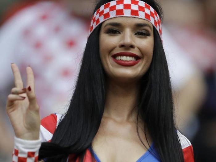 A fan of Croatia waits for the start of the final match between France and Croatia at the 2018 soccer World Cup in the Luzhniki Stadium in Moscow, Ru