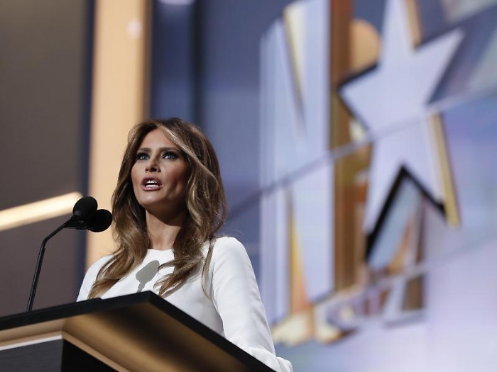 FILE - In this July 18, 2016 file photo, Melania Trump, wife of Republican Presidential Candidate Donald Trump speaks during first day of the Republi