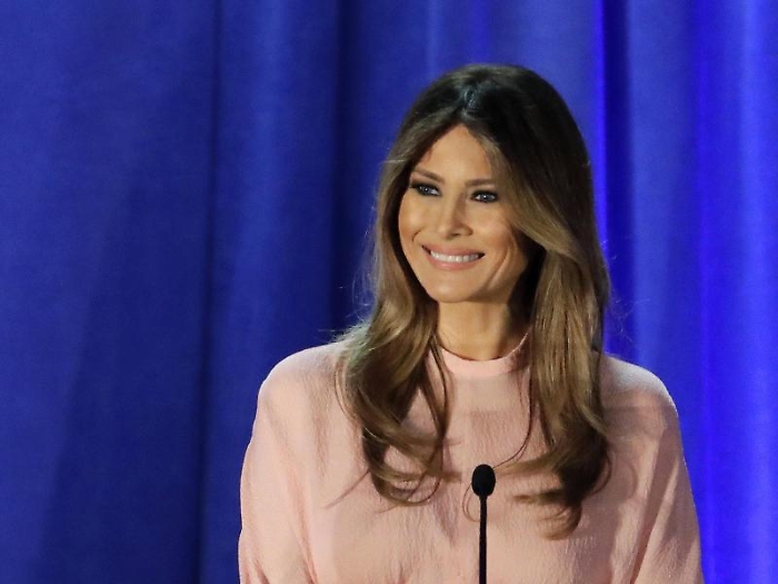 FILE - In this Nov. 3, 2016 file photo, Melania Trump, wife of Republican presidential candidate Donald Trump, speaks in Berwyn, Pa. Documents obtain