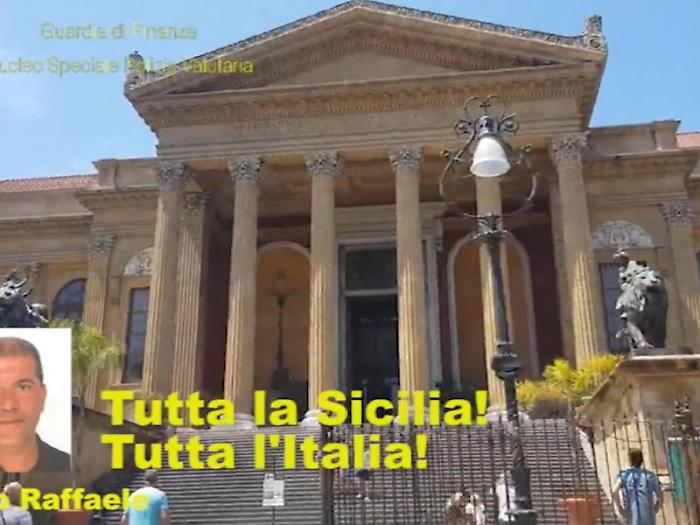 Un fermo immagine tratto da un video della guardia di finanza mostra un intercettazione ambientale durante l'operazione della Finanza che ha portato 