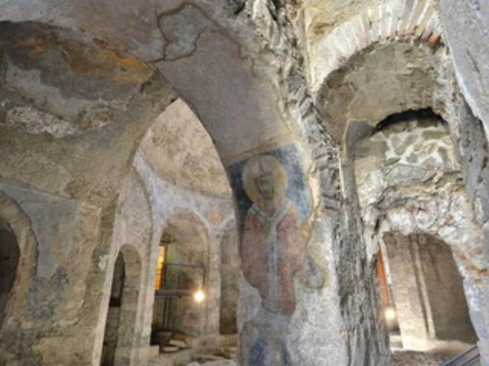 CATANIA 11/10/2016 : TERME ROTONDA, con l'affresco che riproduce San Leone taumaturgo, il primo vescovo di Catania